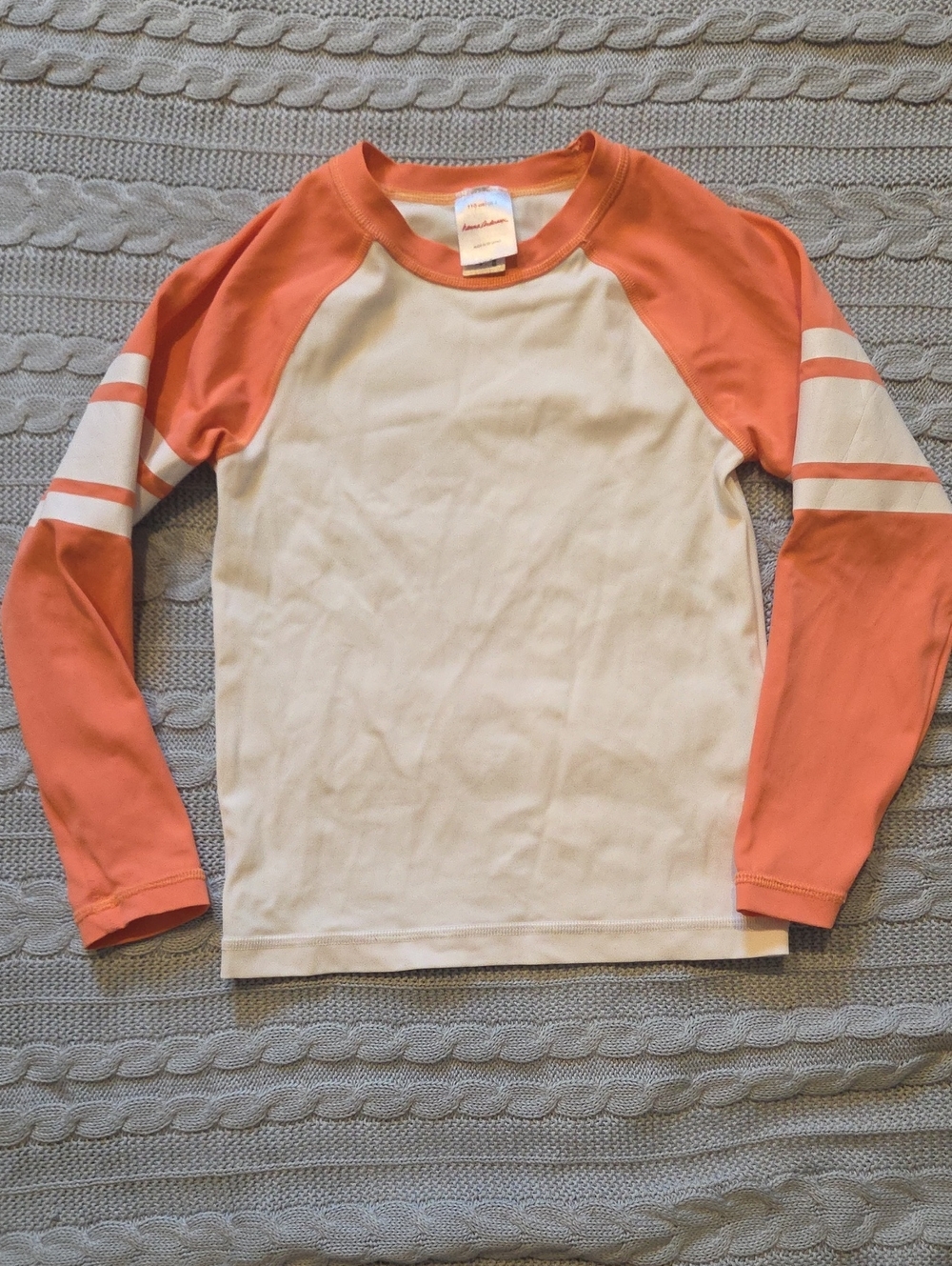 Hanna Andersson Rash Guard Long Sleeve Swim Shirt 110 US 6 Orange White Striped